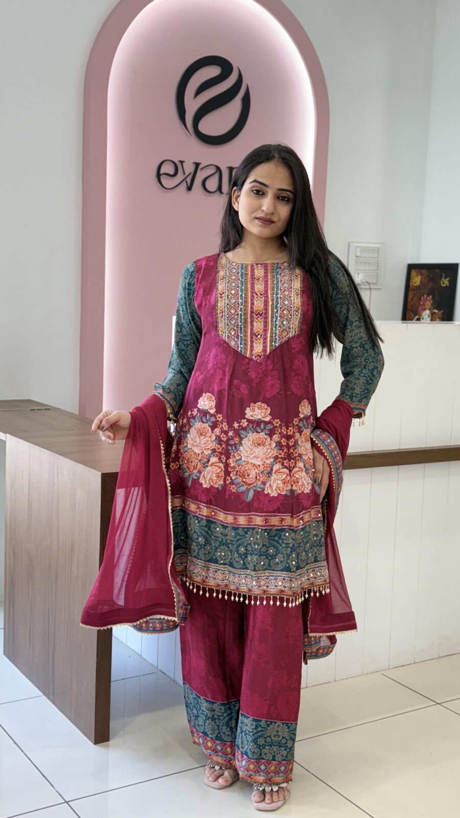 Plazo with chiffon dupatta
