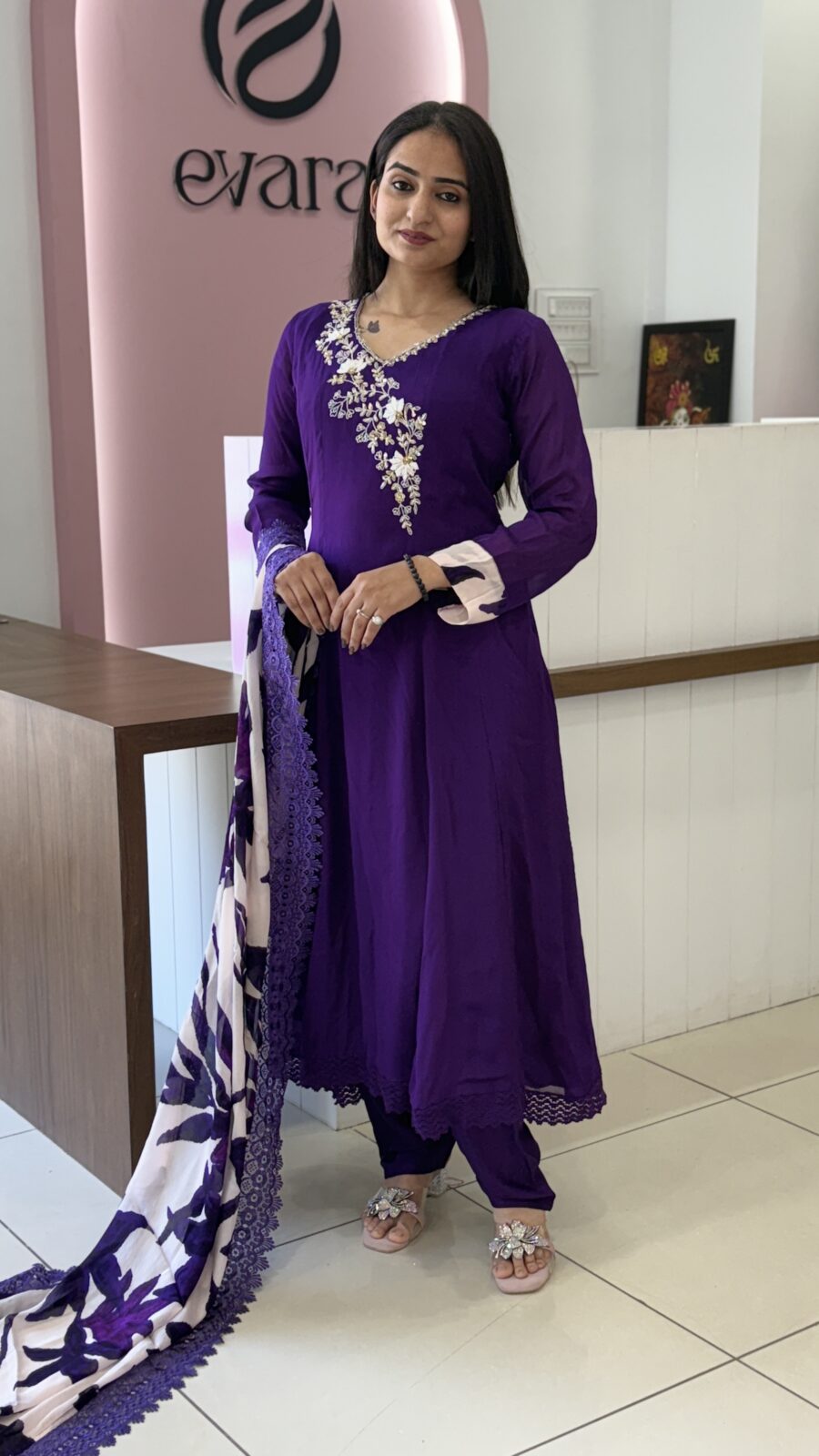 Blue anarkali elegance set. - Image 2