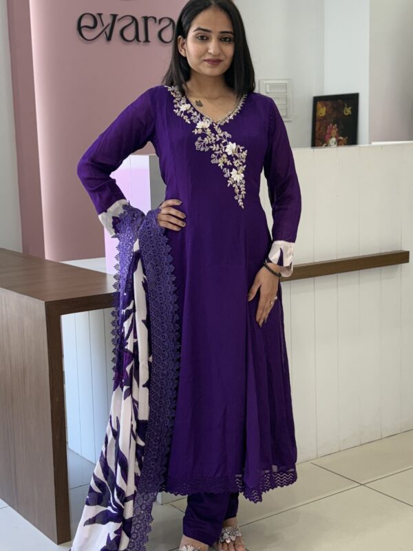 Blue anarkali elegance set.
