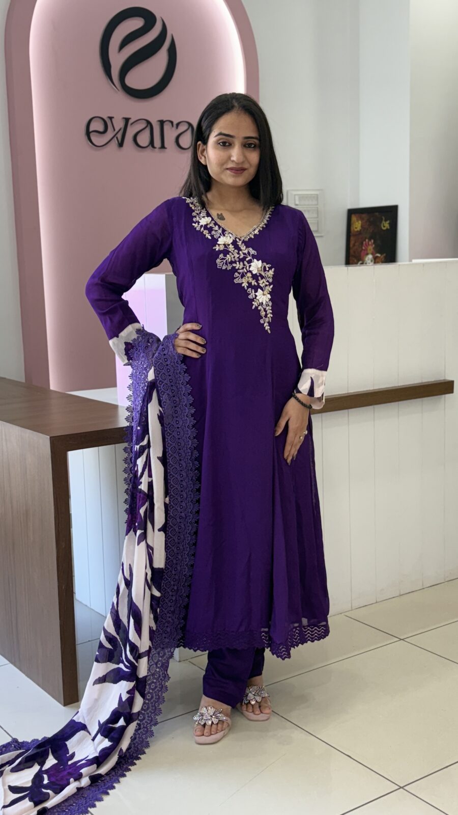 Blue anarkali elegance set.