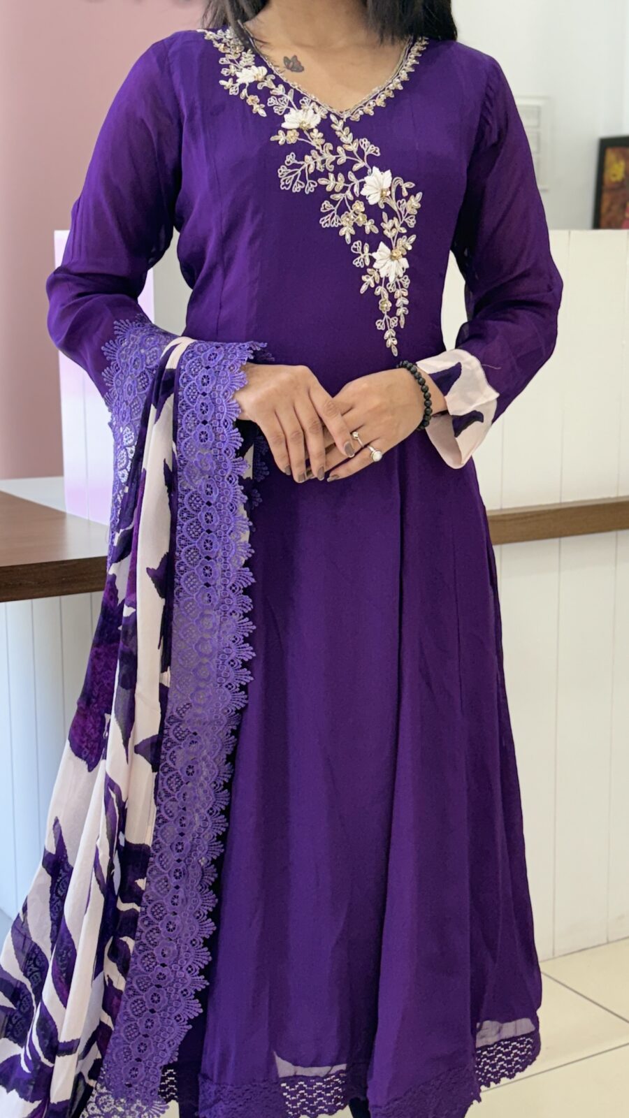 Blue anarkali elegance set. - Image 3