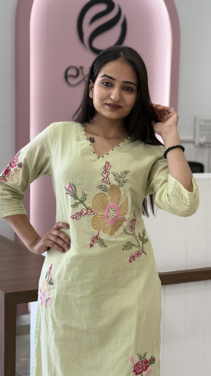 Kurti Set with Pants and Mul Cotton Dupatta - Image 3