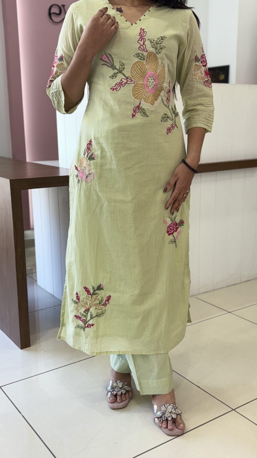 Kurti Set with Pants and Mul Cotton Dupatta - Image 4