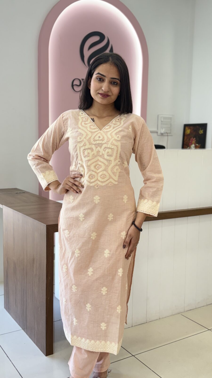 Kurti Set with Pants and Mul Cotton Dupatta - Image 3