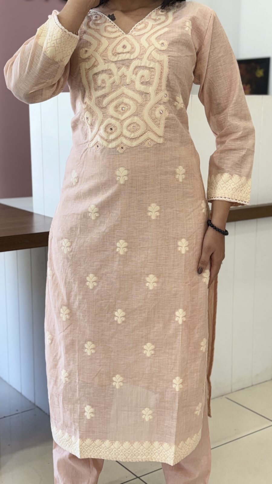 Kurti Set with Pants and Mul Cotton Dupatta - Image 2