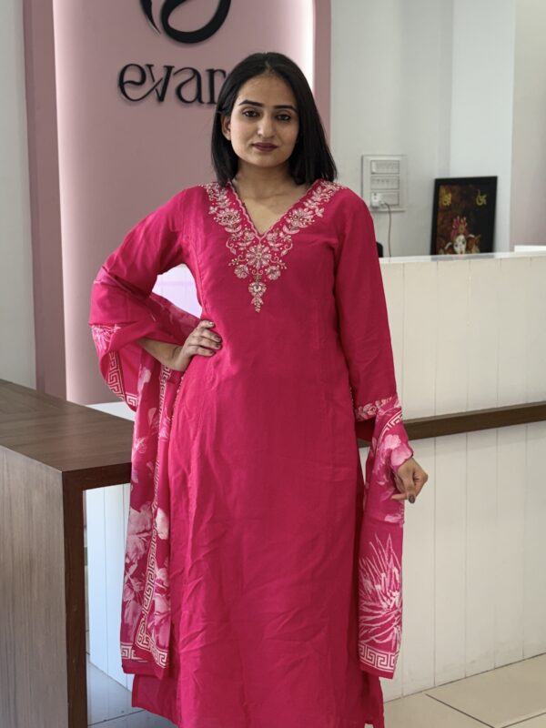 3-Piece kurti set with pant, digital dupatta