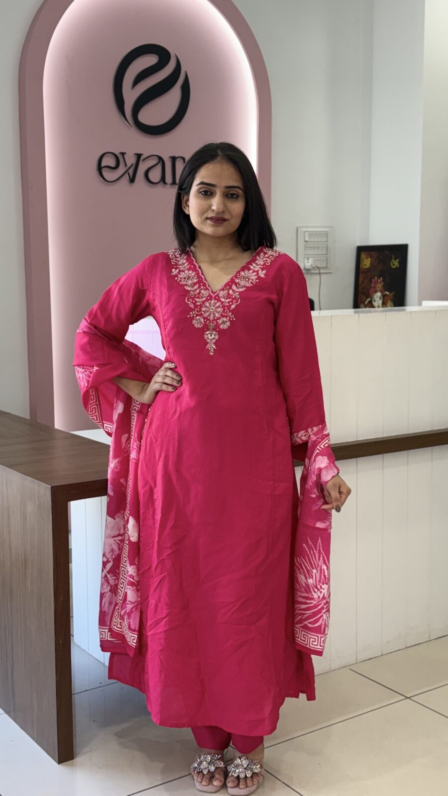 3-Piece kurti set with pant, digital dupatta