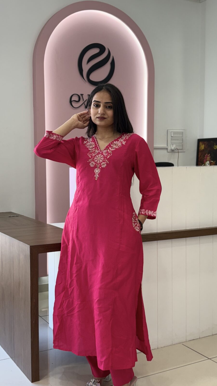 3-Piece kurti set with pant, digital dupatta - Image 3