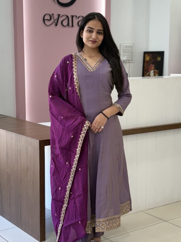 Anarkali kurti set with pant and dupatta
