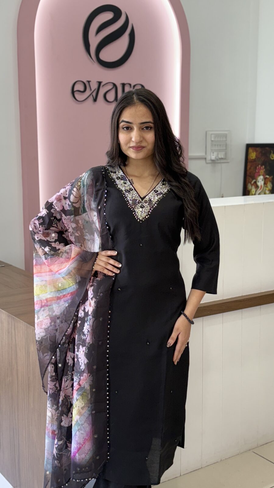 Roman Silk Elegance Black Suit Set