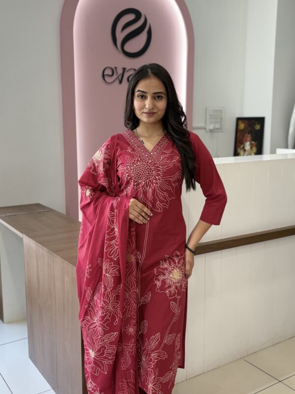 Cotton - 3Piece Kurti Set