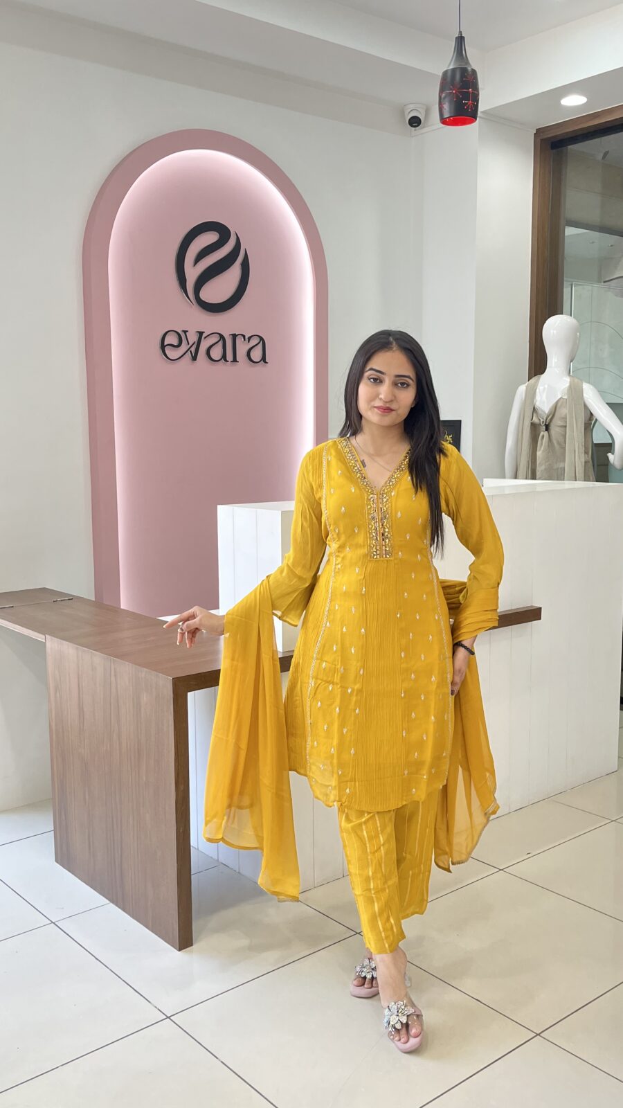 Yellow Bloom Chinon Suit Set - Image 3