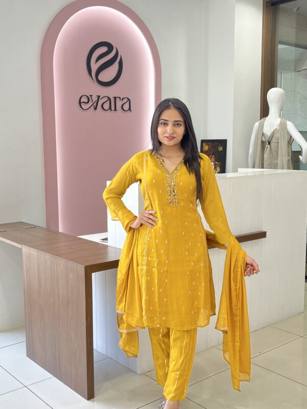 Yellow Bloom Chinon Suit Set