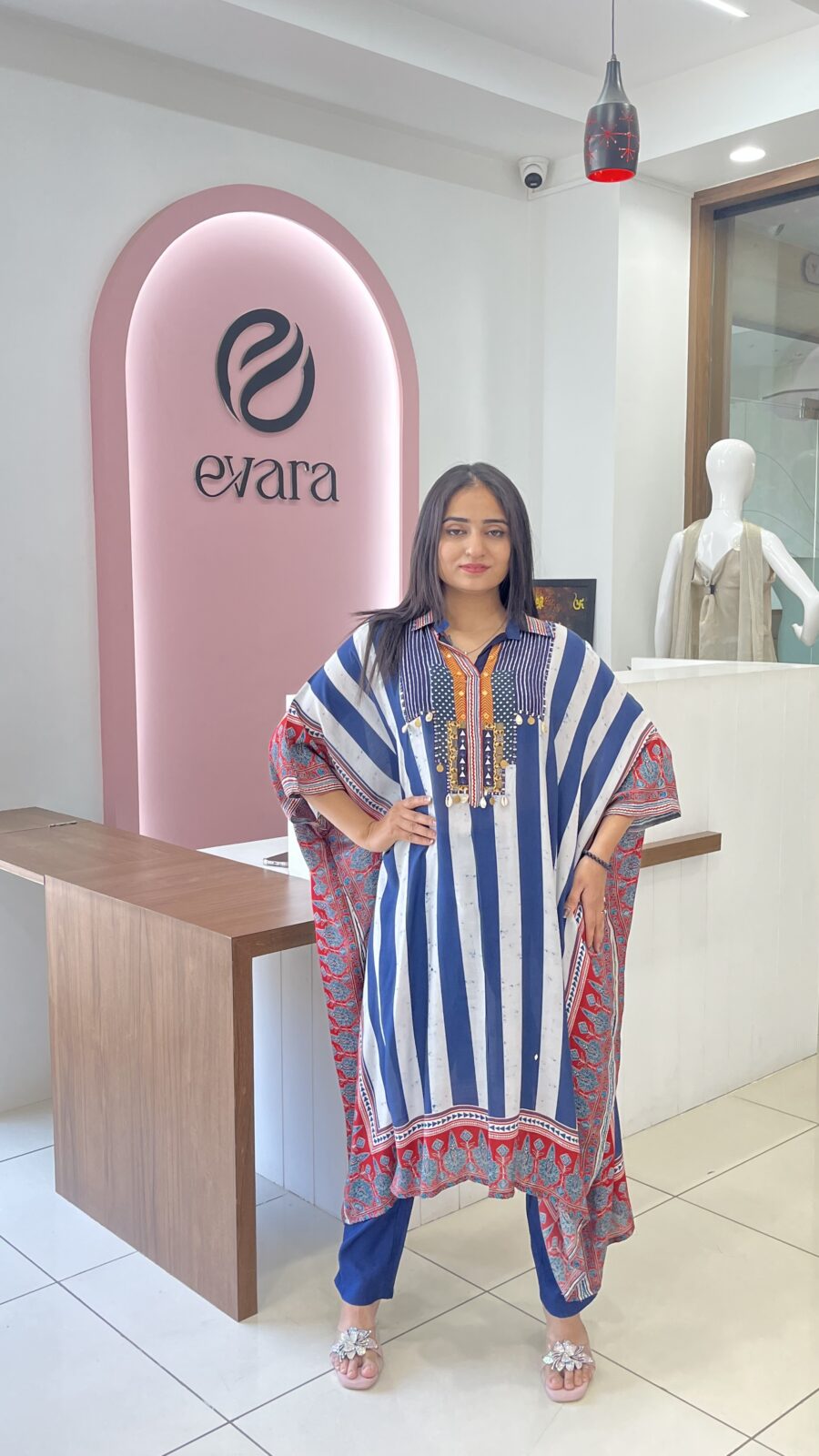 Blue Breeze Kaftan Suit Set