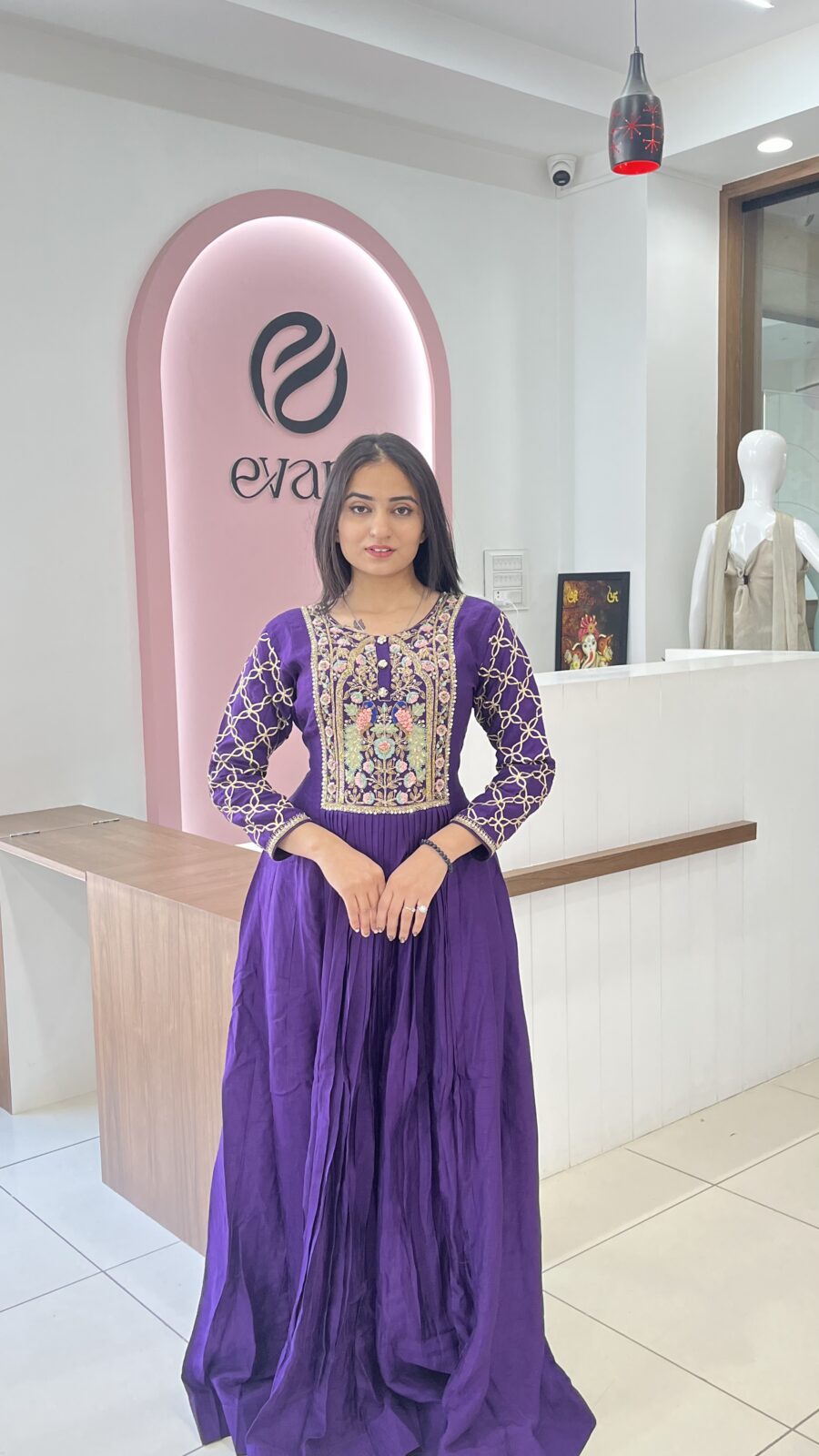 Purple One-piece with work on choli - Image 2
