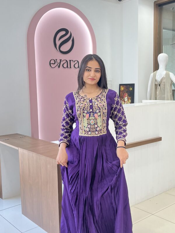 Purple One-piece with work on choli