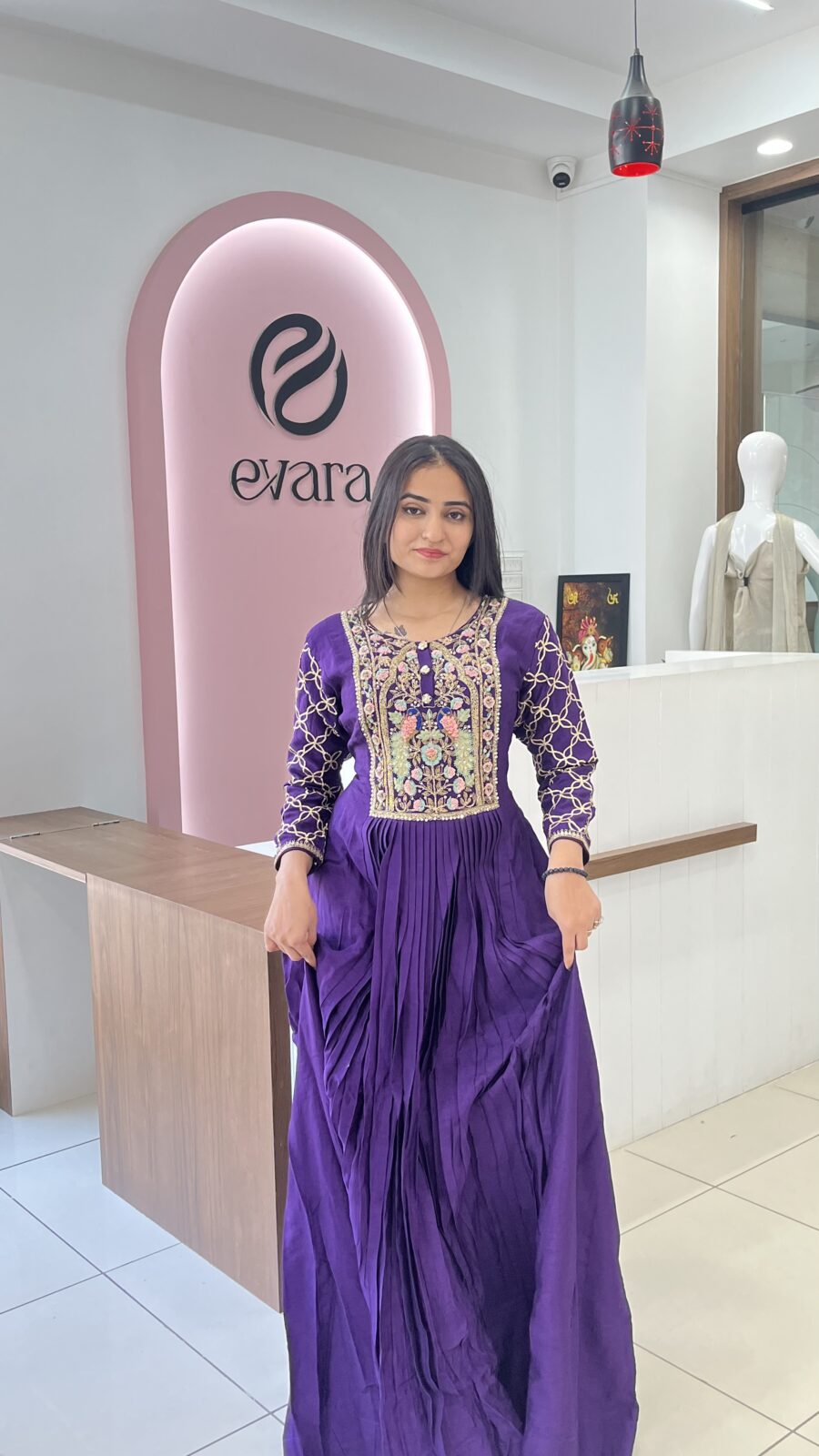 Purple One-piece with work on choli