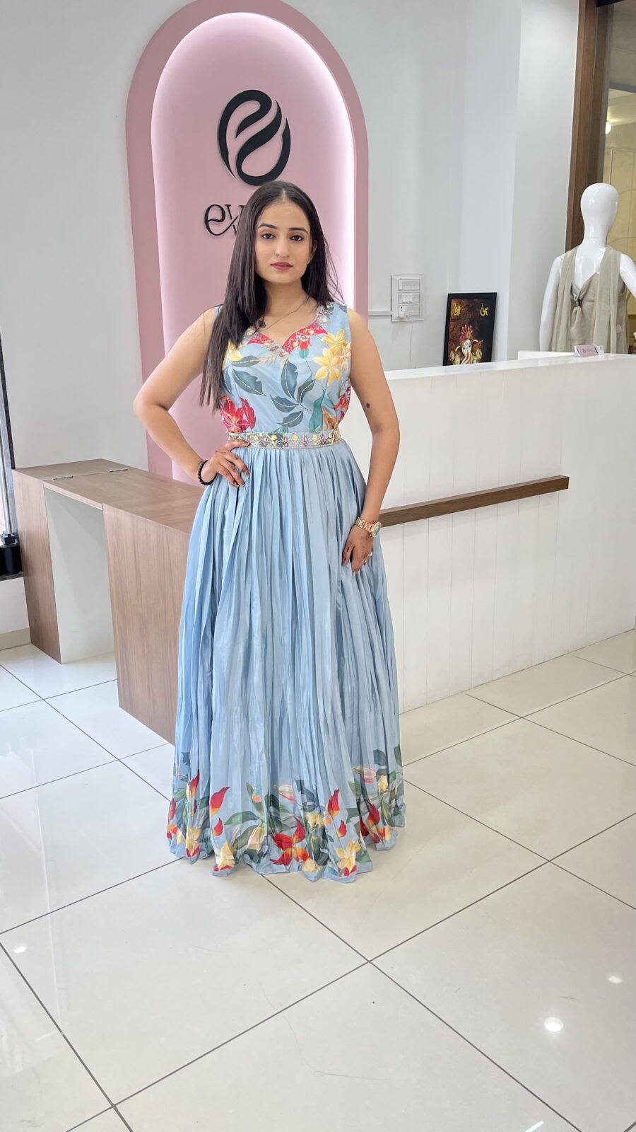 Muslin Floral Handwork Dress