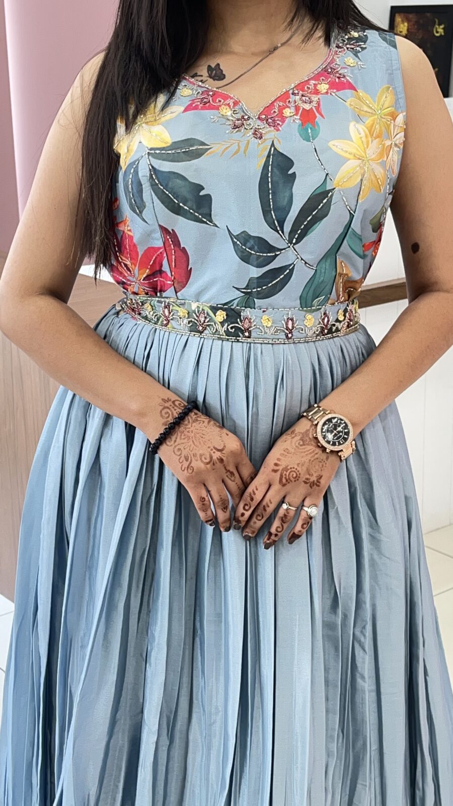 Muslin Floral Handwork Dress - Image 2