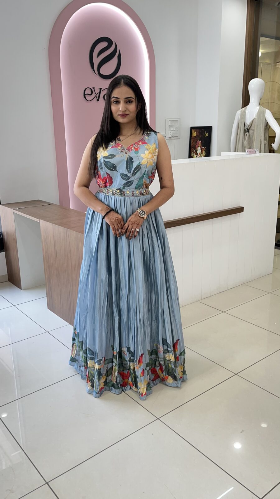 Muslin Floral Handwork Dress - Image 3