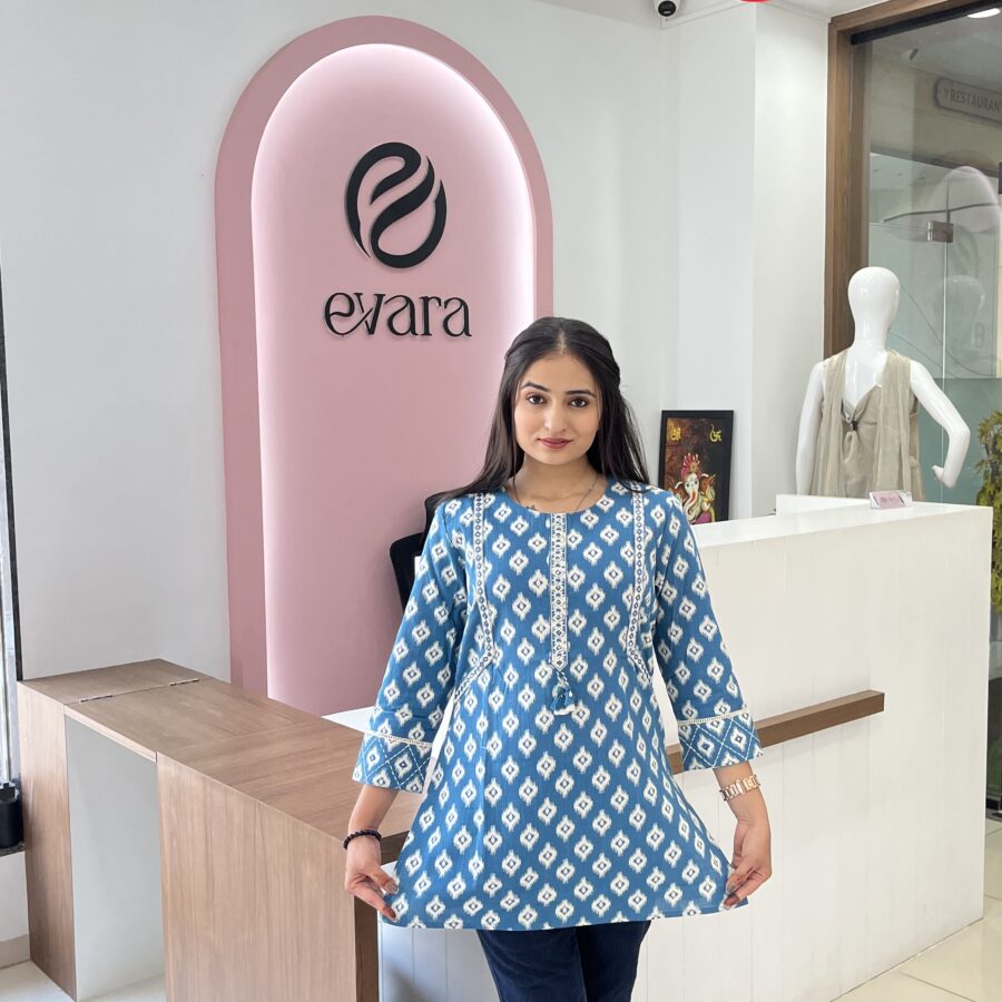 Cotton Ekkat Mirror Work Tunic - Image 2