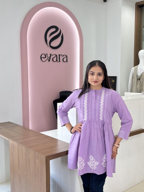 Cotton Pleated Embroidery Tunic