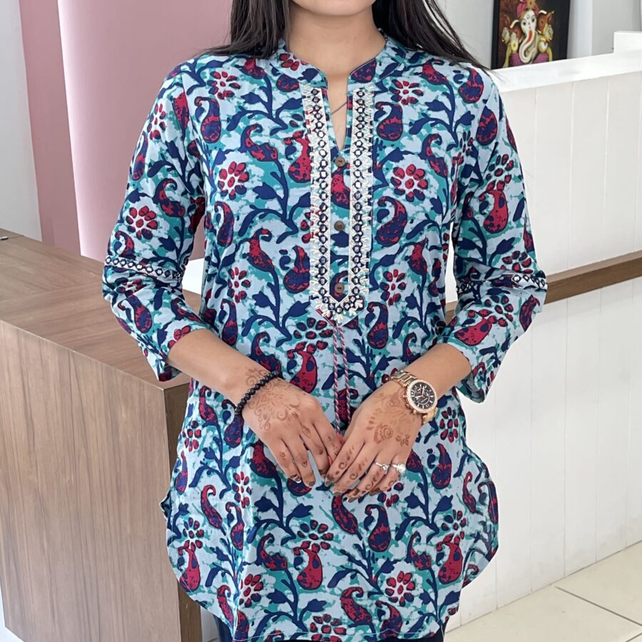 Cotton Embroidery Mirror Work Tunic - Image 3
