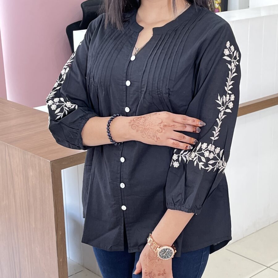 Cotton Pleated Button Tunic - Image 3