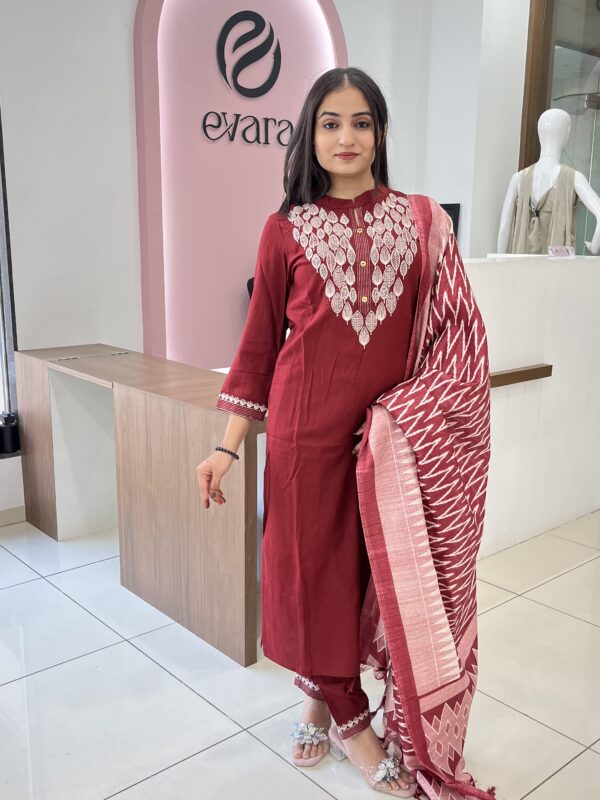 Cotton Leaf Embroidery 3-Piece Set