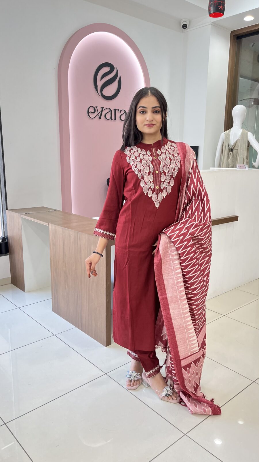 Cotton Leaf Embroidery 3-Piece Set