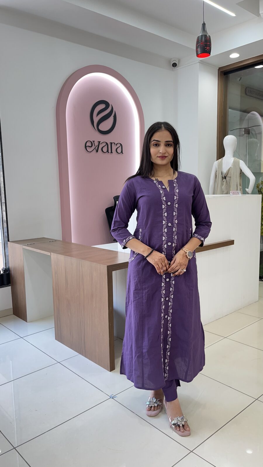 Cotton Embroidered 2-Piece Set with Buttons - Image 3