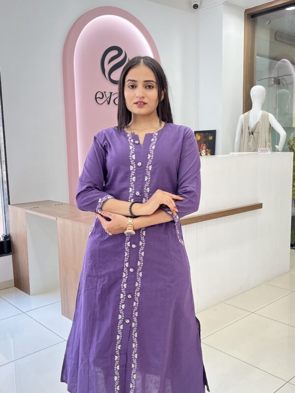 Cotton Embroidered 2-Piece Set with Buttons
