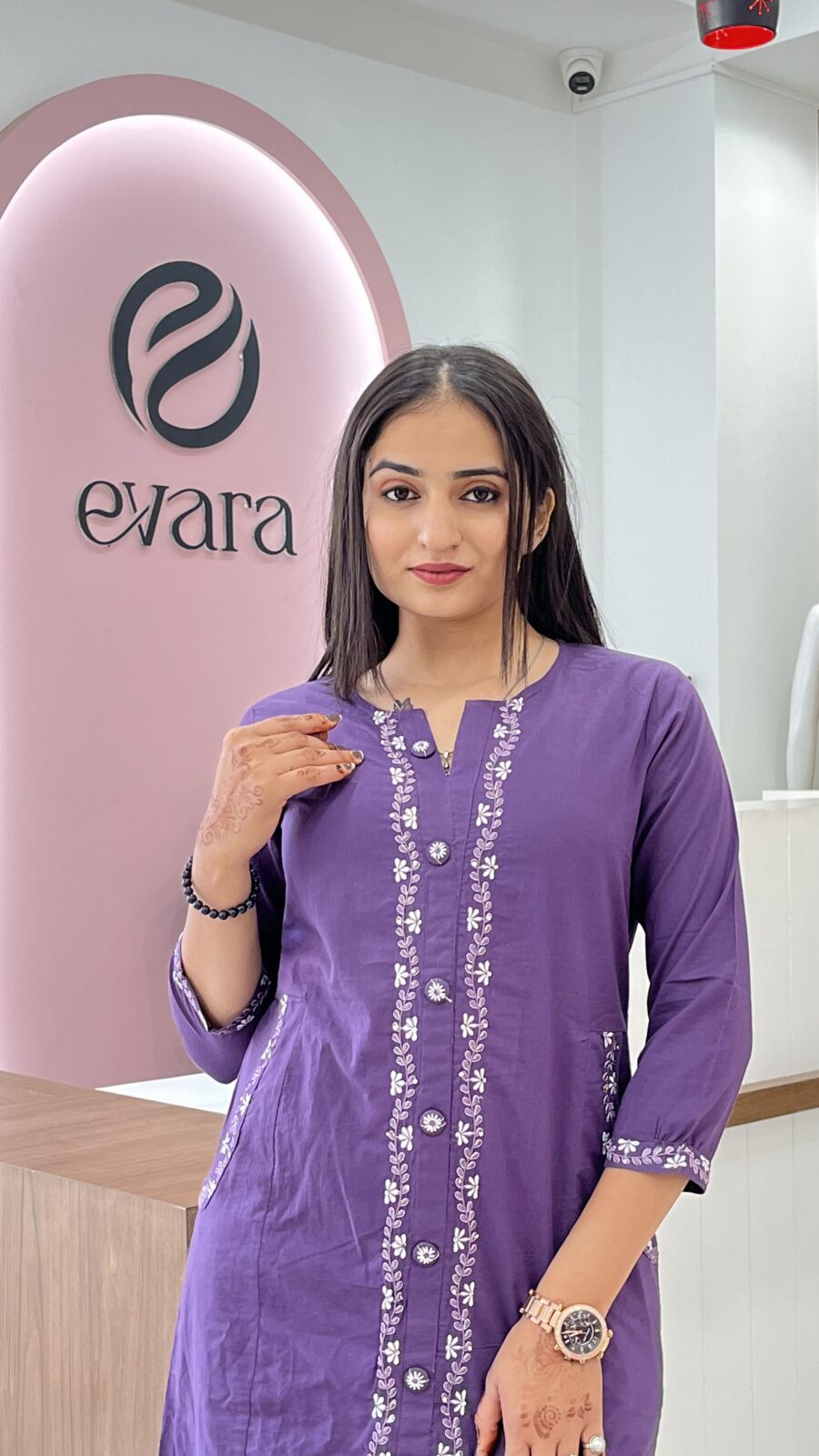 Cotton Embroidered 2-Piece Set with Buttons - Image 2