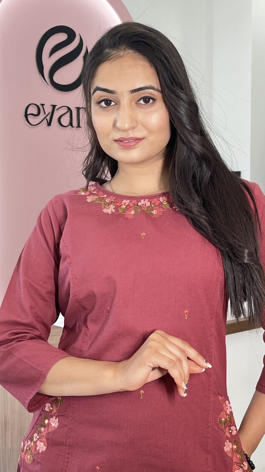 Cotton 2-Piece Embroidered Neckline Set - Image 3