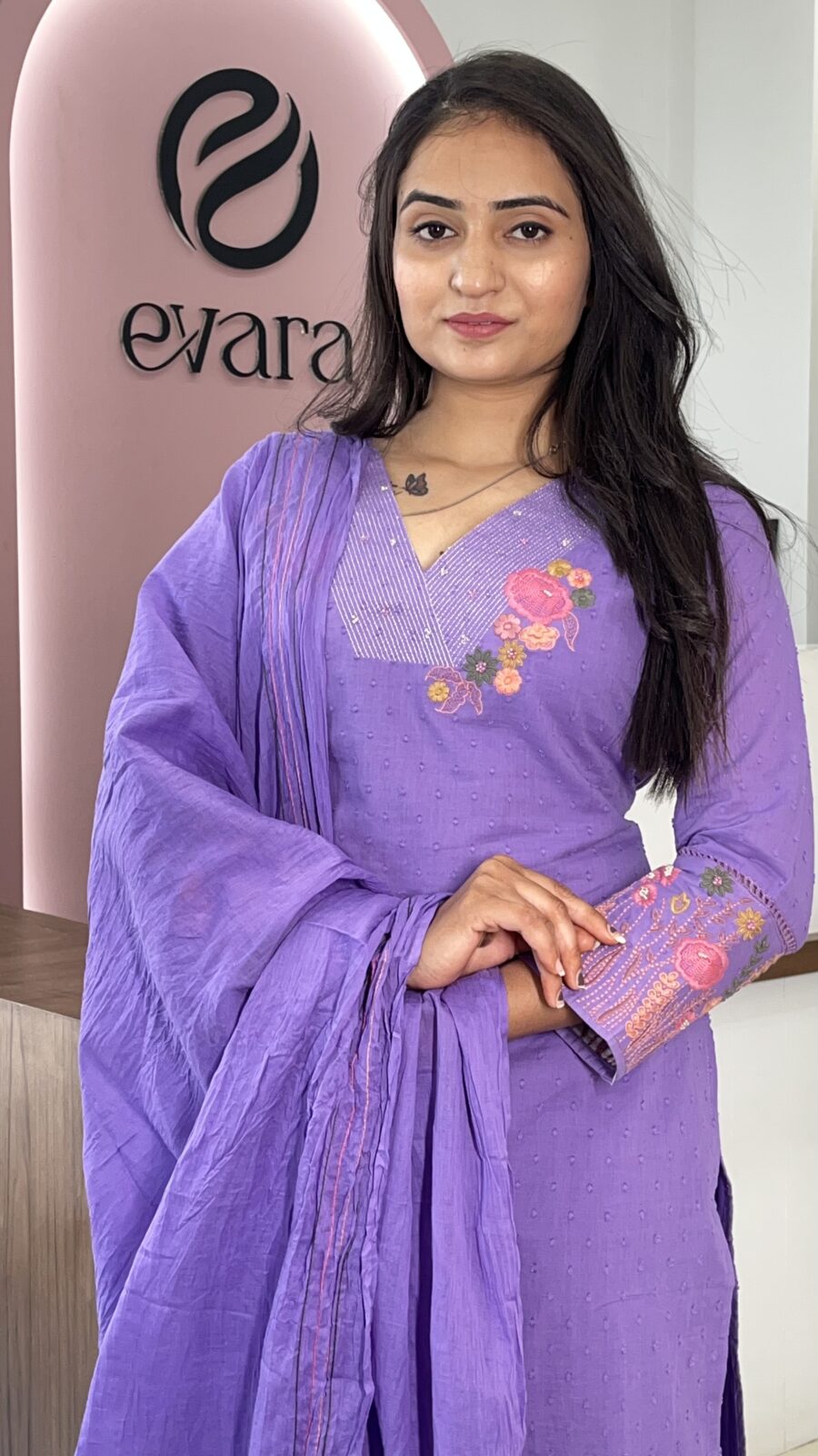 Cotton 3-Piece V-Neck Elegance Set - Image 2