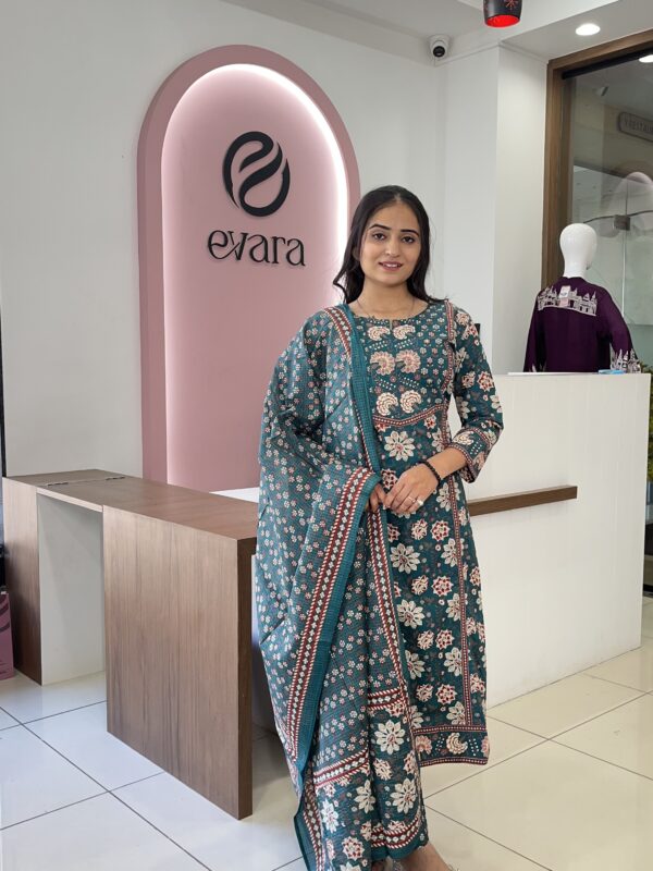 Verdant Grace – Jaipuri Cotton Floral Trio