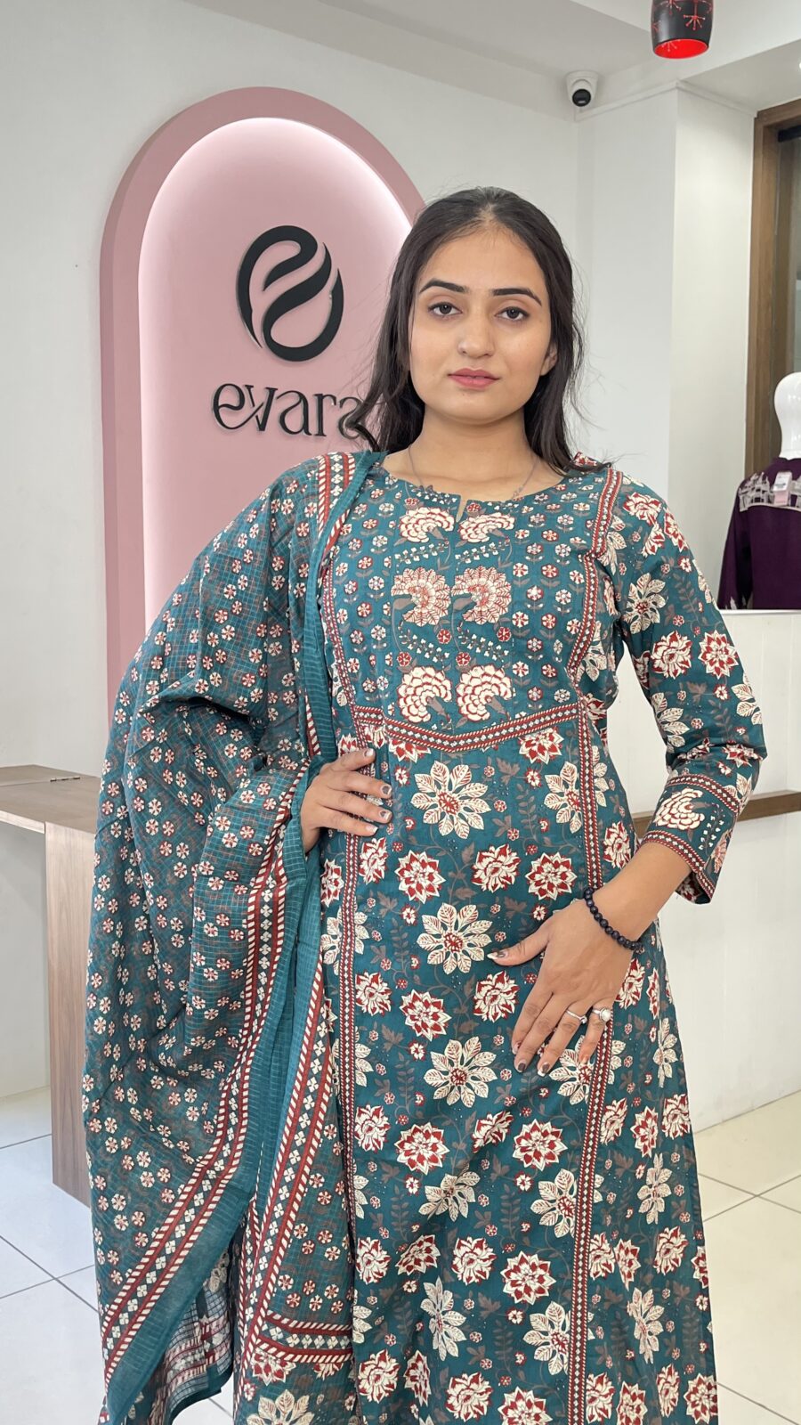 Verdant Grace – Jaipuri Cotton Floral Trio - Image 2