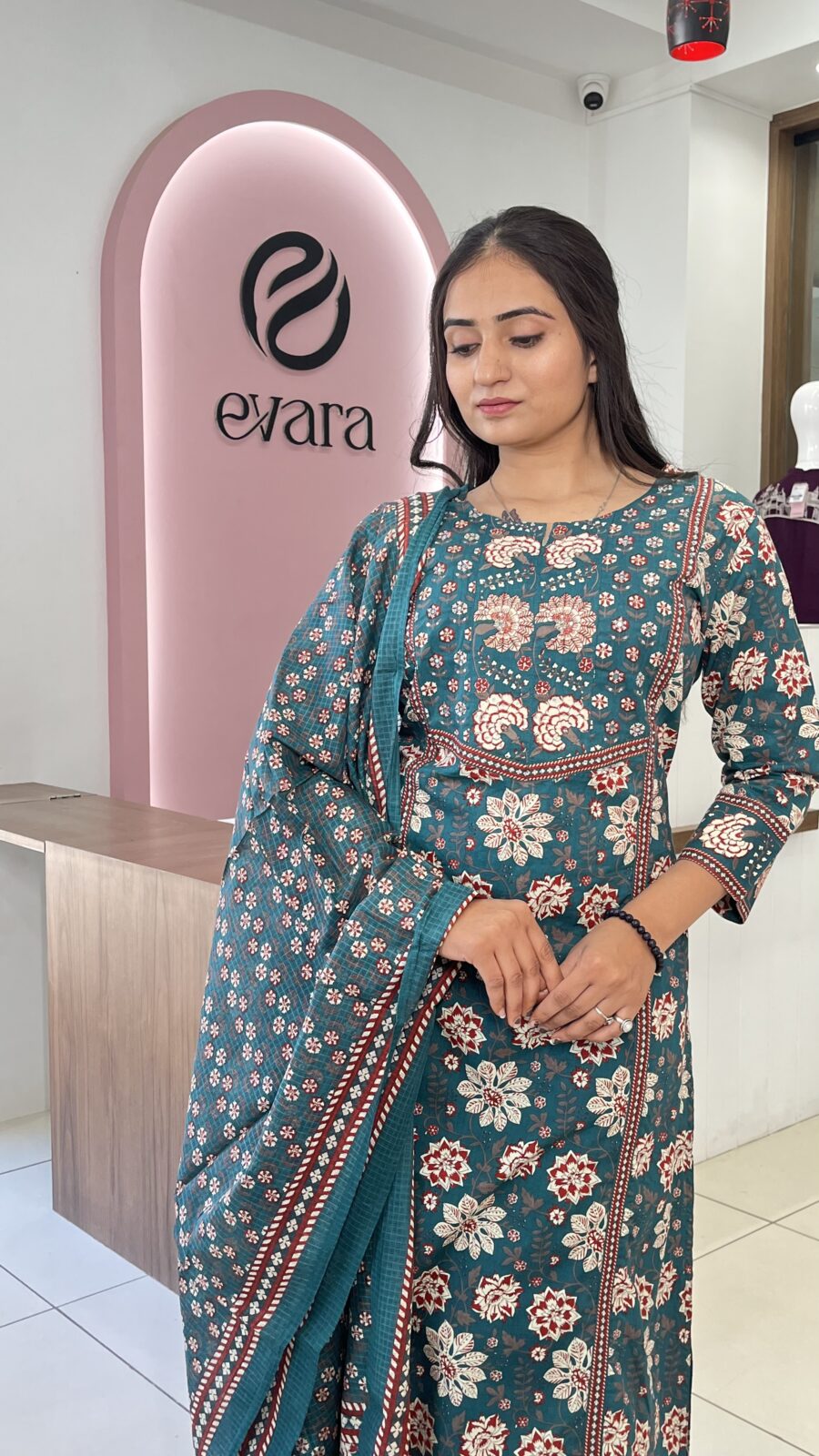 Verdant Grace – Jaipuri Cotton Floral Trio - Image 3